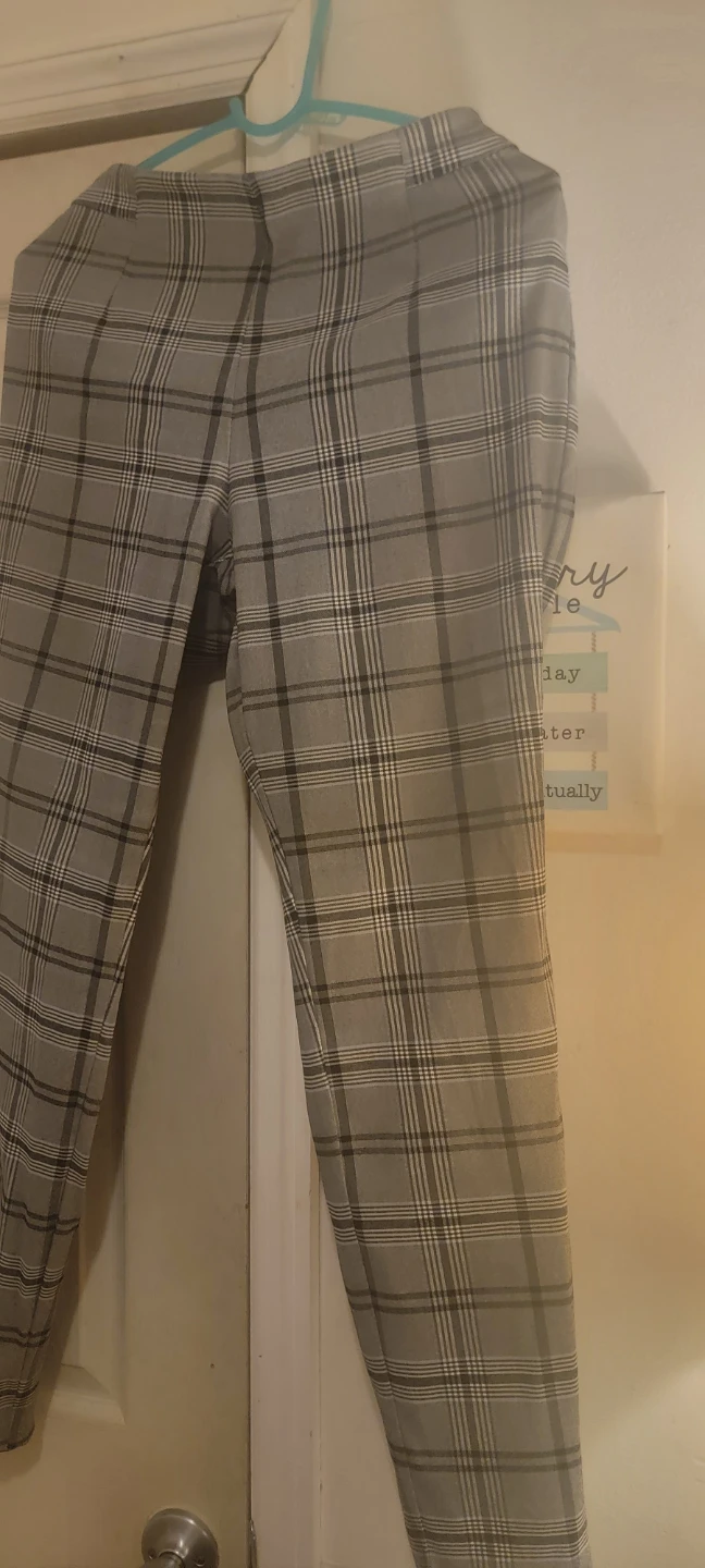 Women's Plaid Pants - Grey/White - photo 2