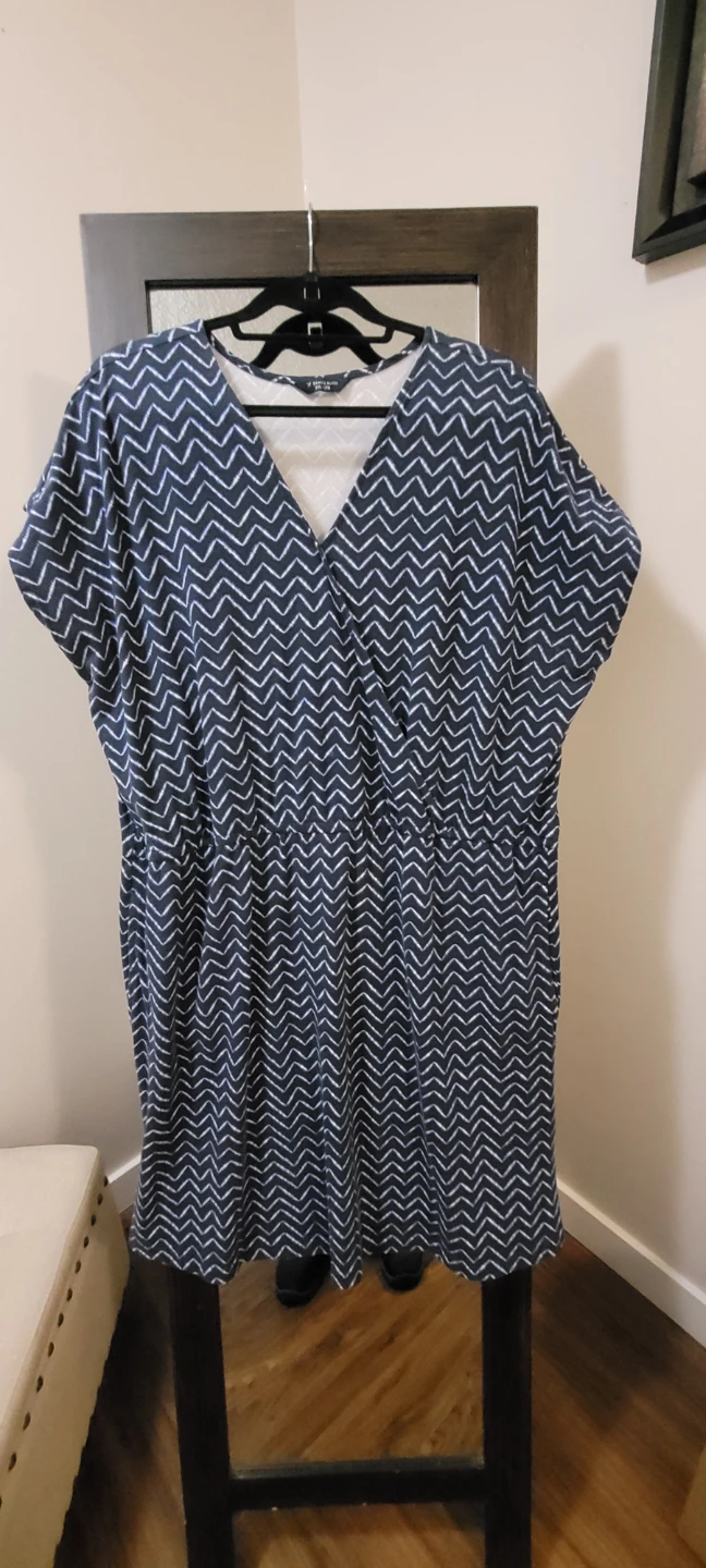 Denver Hayes Women's Dress Size 2XL Blue Chevron Print 🏆