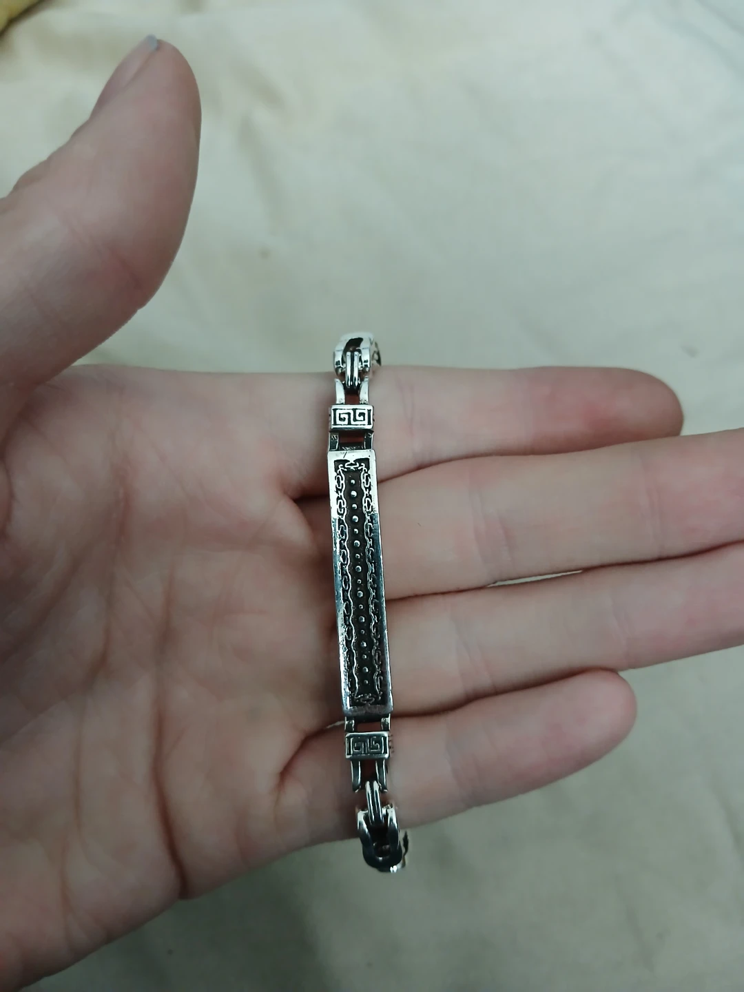 925 Silver Chain Link Bracelet With Asian Symbols - photo 5
