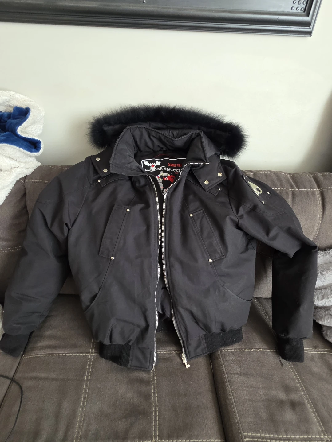 Moose Knuckles Bomber Jacket - Black, Size L