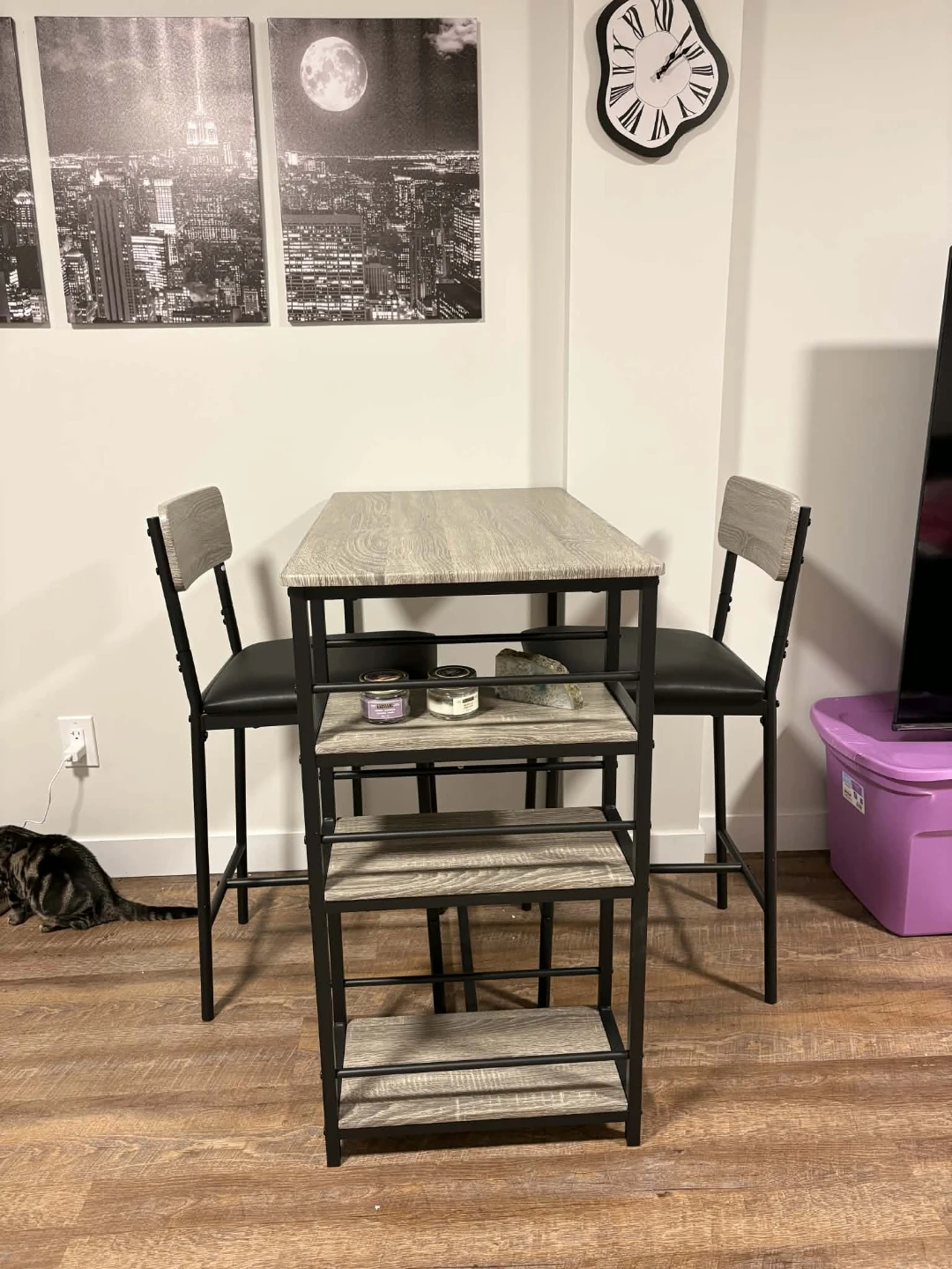 Bar Height Table Set with 2 Stools - photo 3
