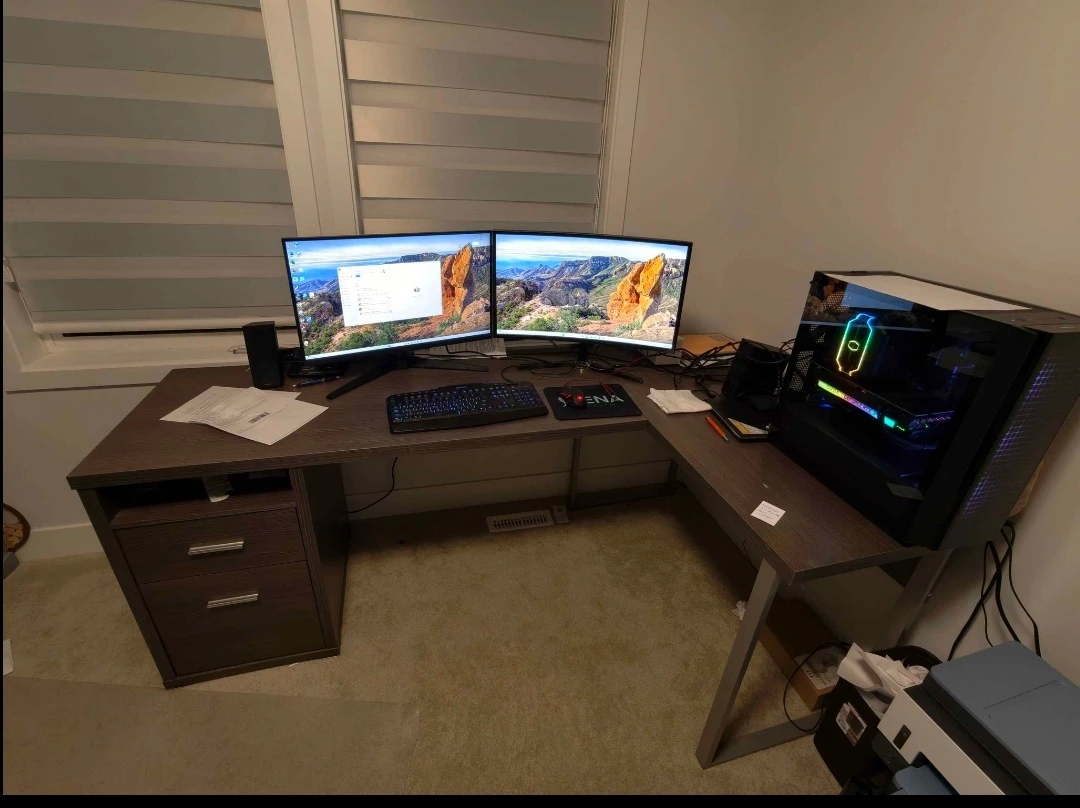 L-Shaped Corner Desk with Drawers