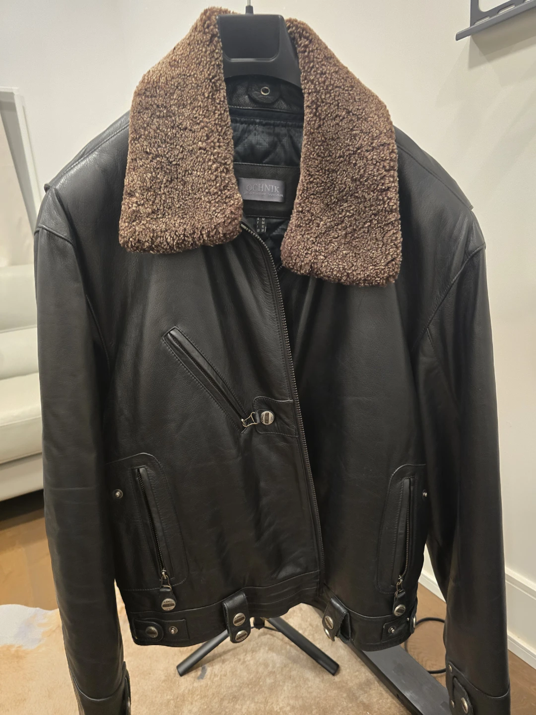 New Men's Leather Bomber Jacket