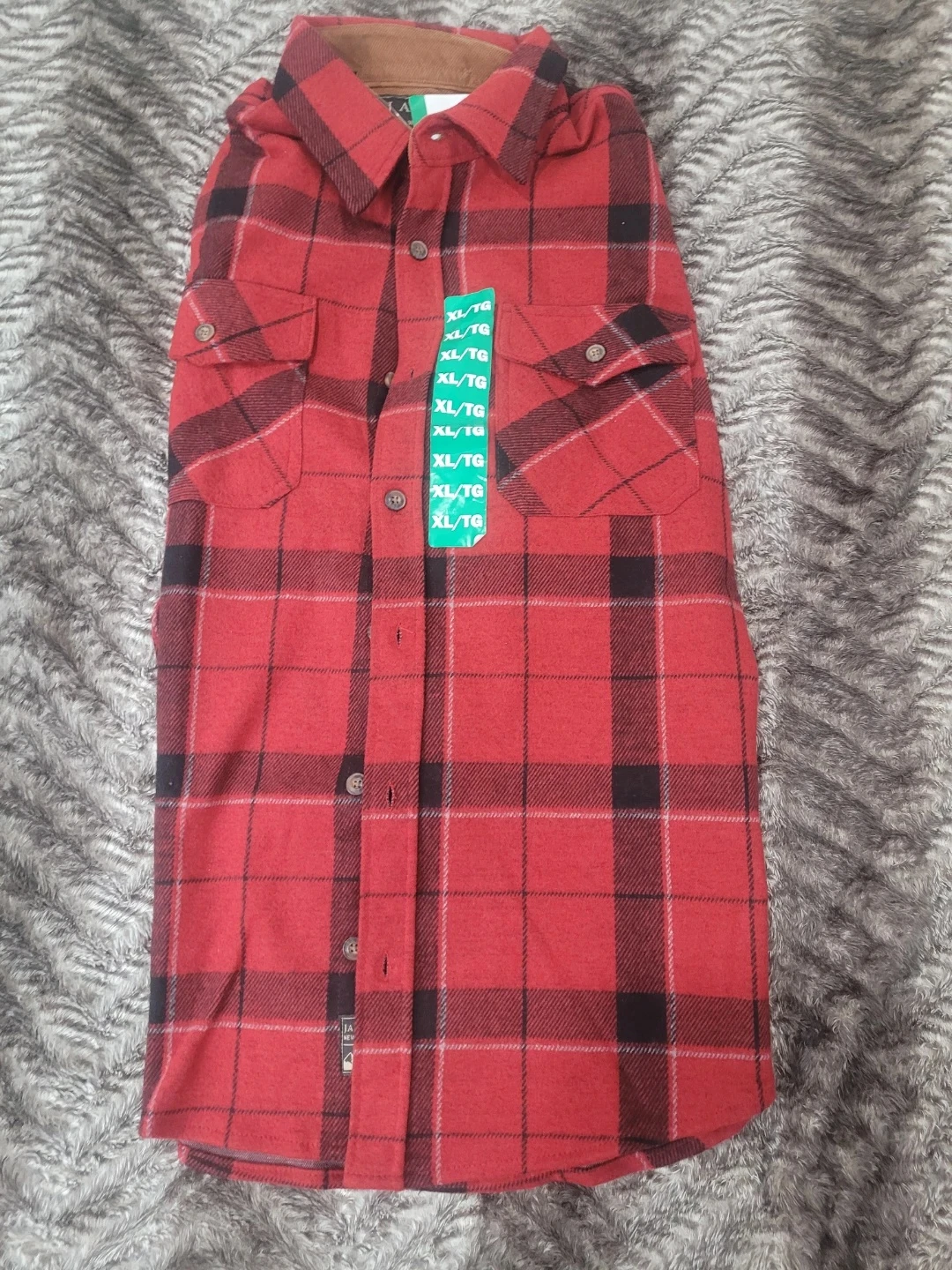Red Plaid Flannel Shirt XL - photo 2
