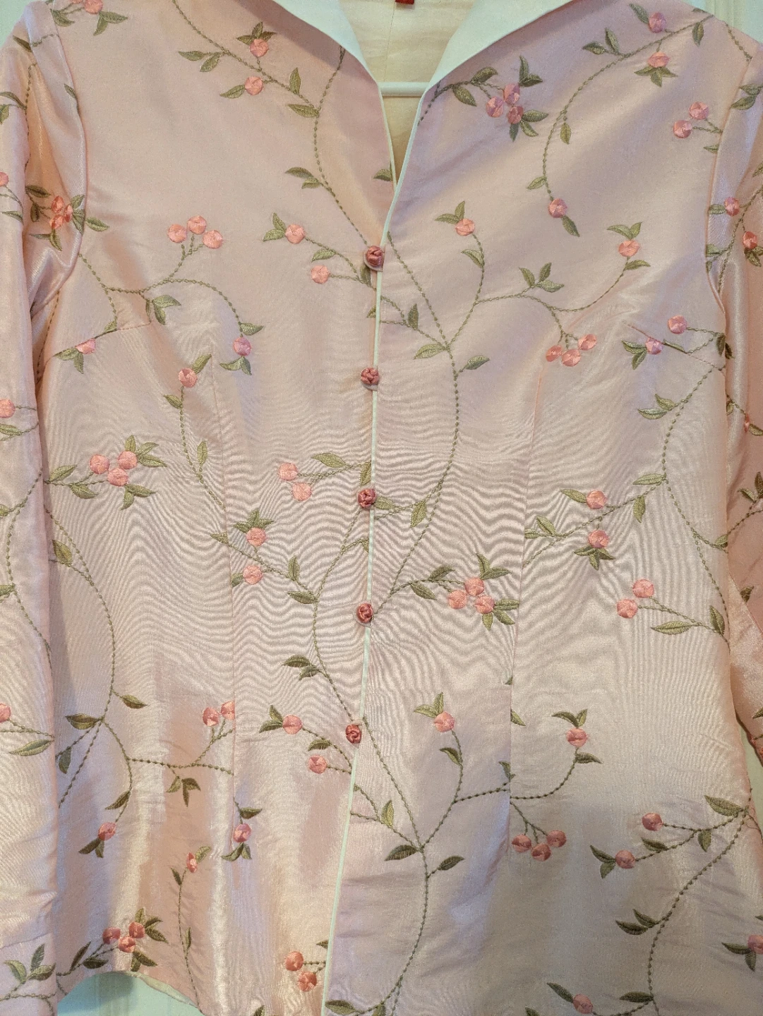 Pink Embroidered Silk Button-Up jacket - photo 3