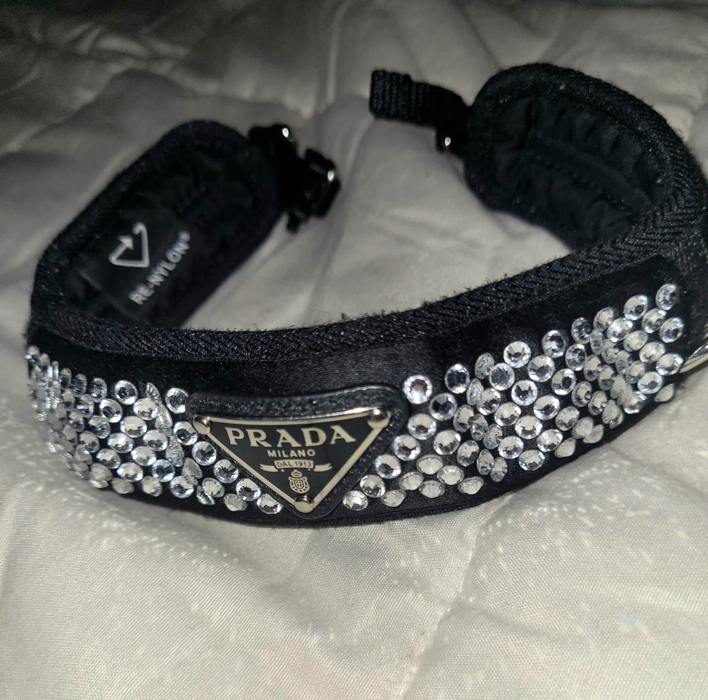 Prada Black Crystal Dog Collar