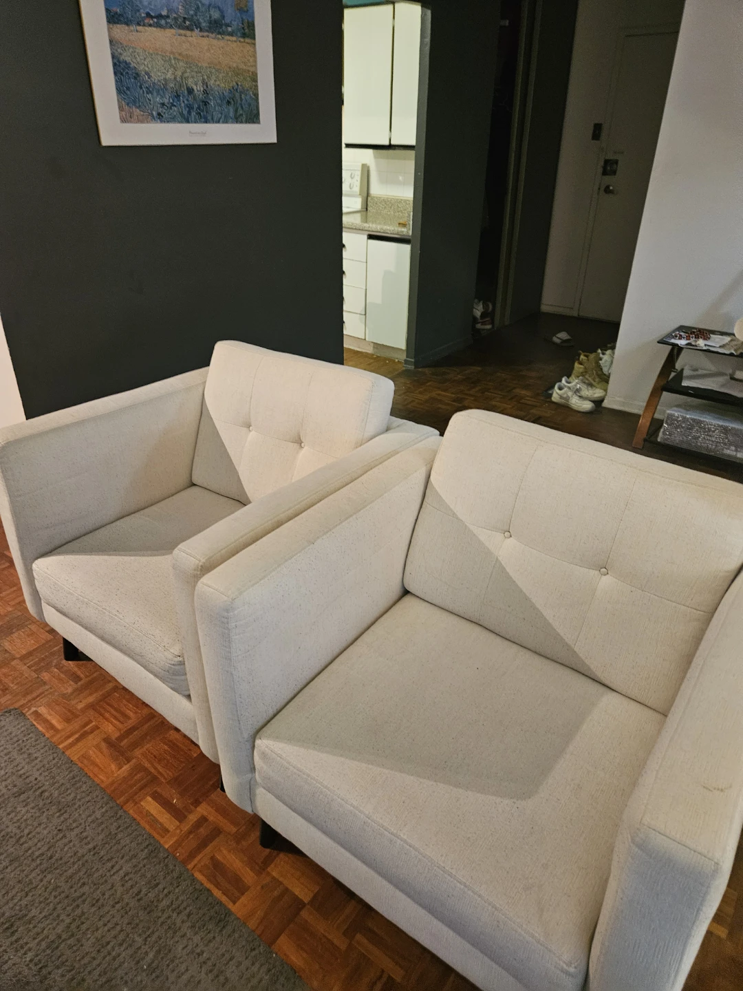 Set of 2 Cream Accent Chairs - photo 4