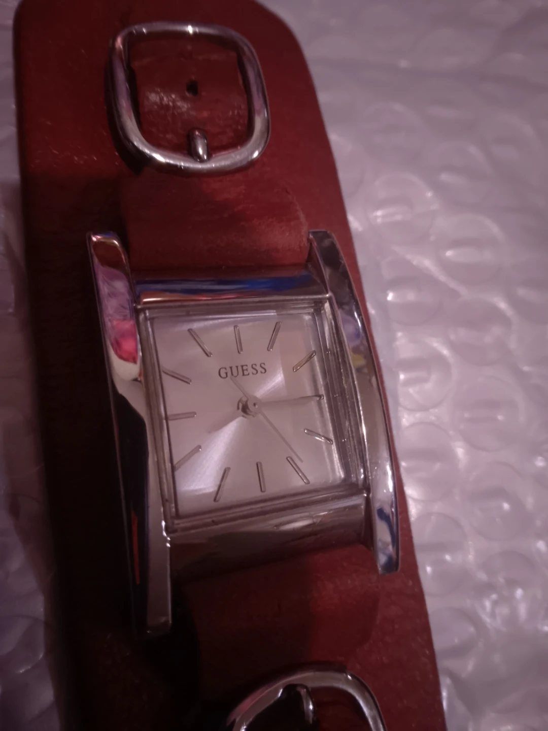 Guess ladies red leather watch