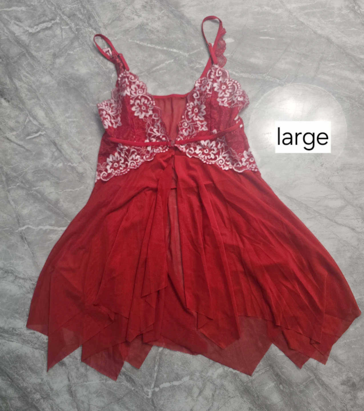 Large-Red Lace Babydoll Lingerie Set
