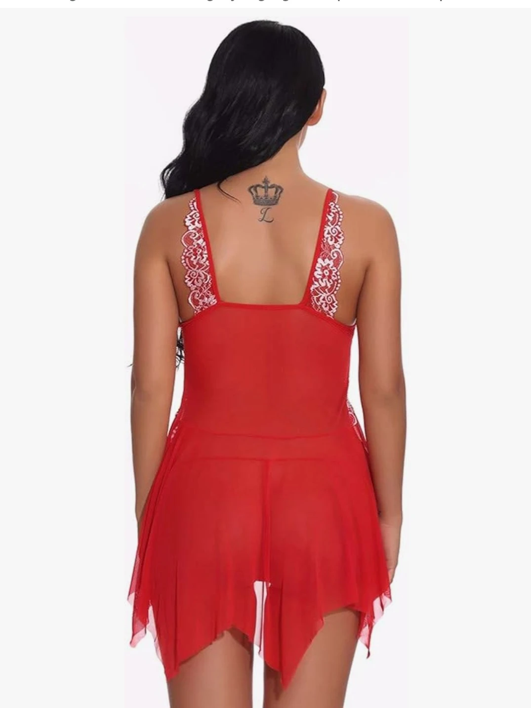 Large-Red Lace Babydoll Lingerie Set - photo 3