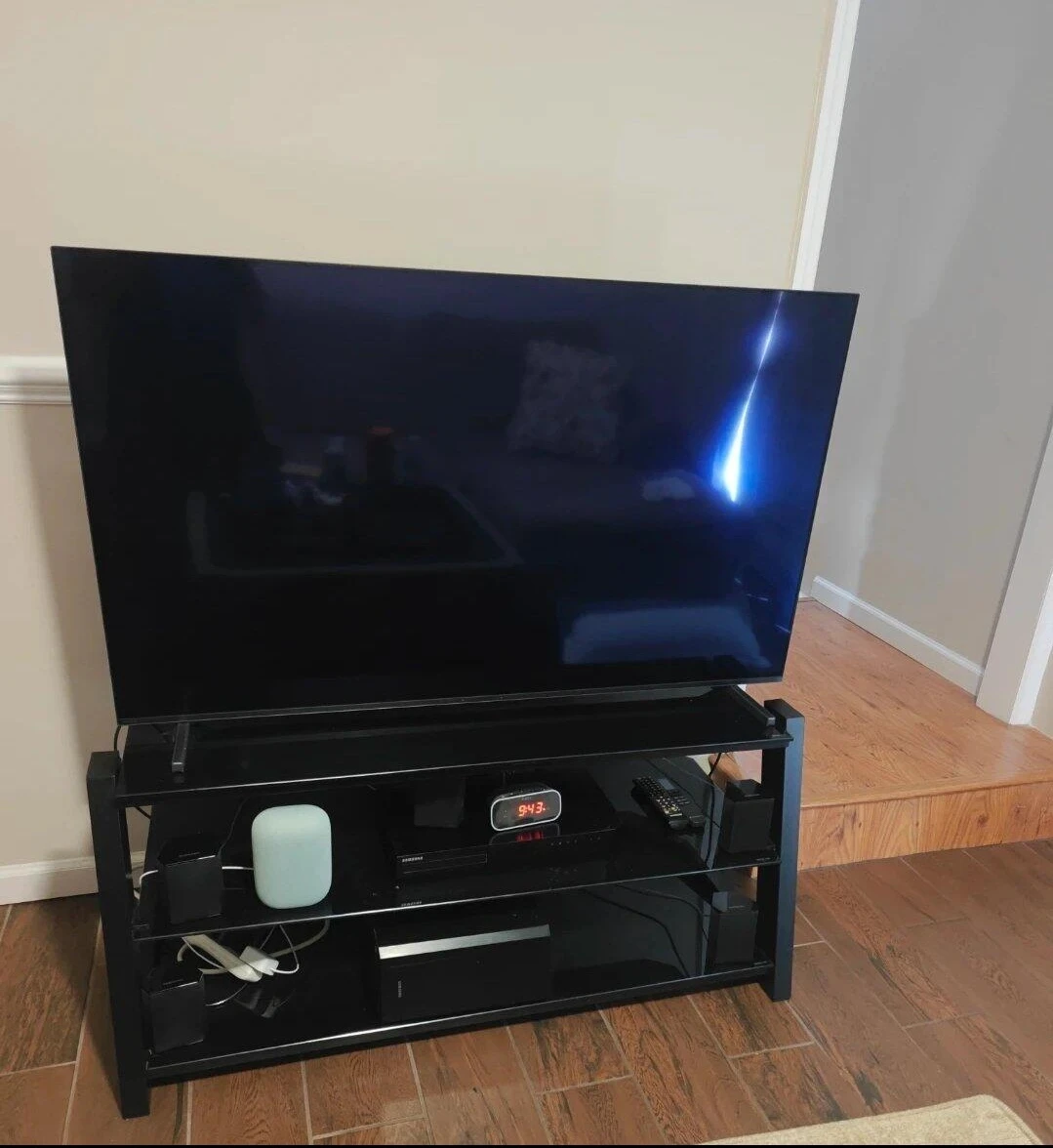 Black Glass TV Stand with Mount