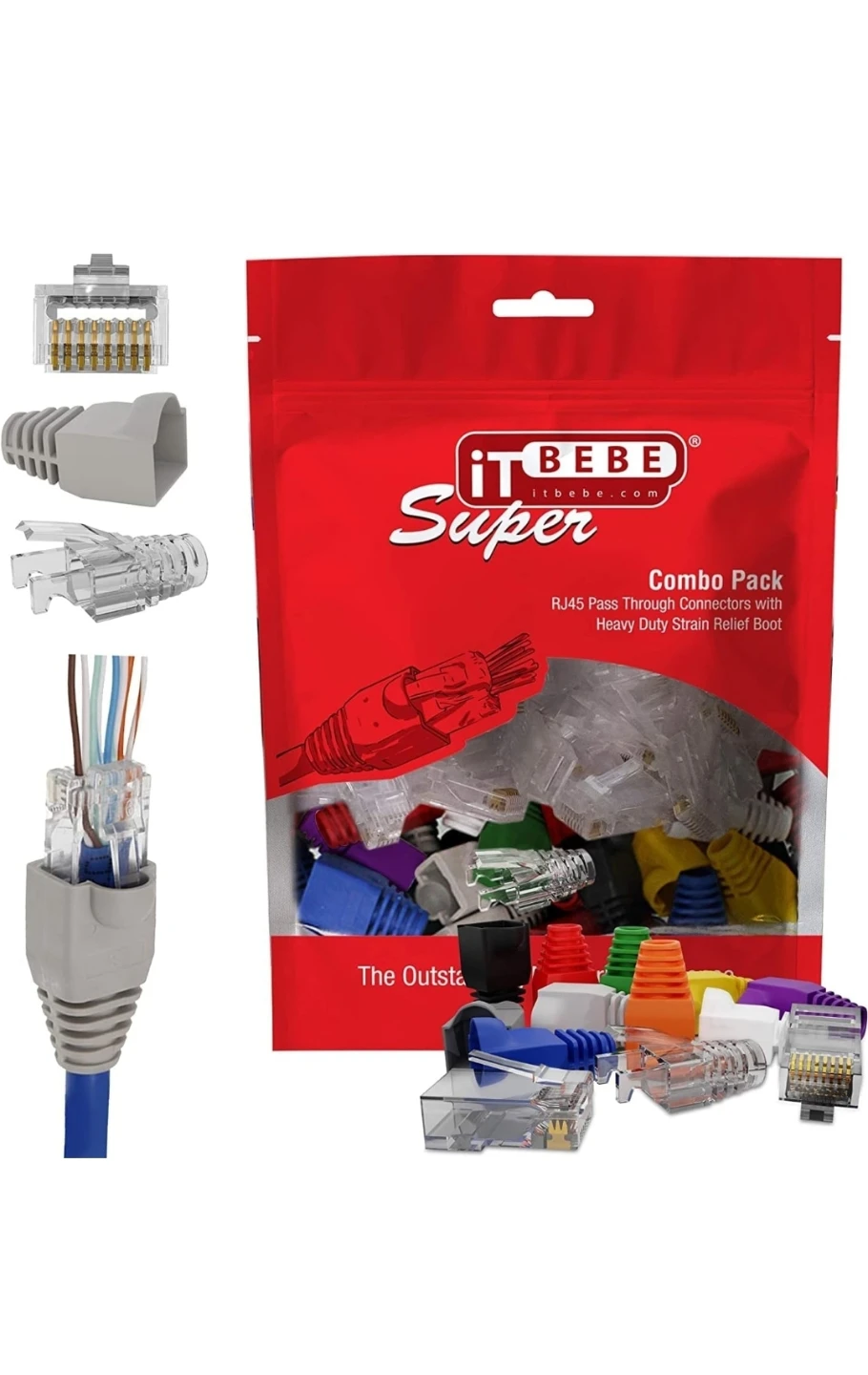 RJ45 Cat5 Cat5e Pass Through Connectors for 24 AWG Cables