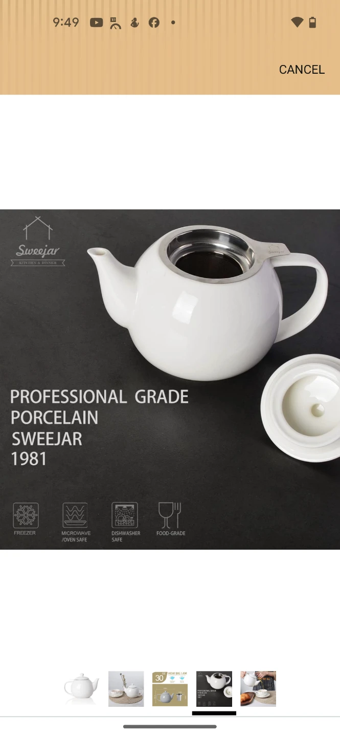Sweejar White Porcelain Teapot with Infuser - 30 OZ - photo 4