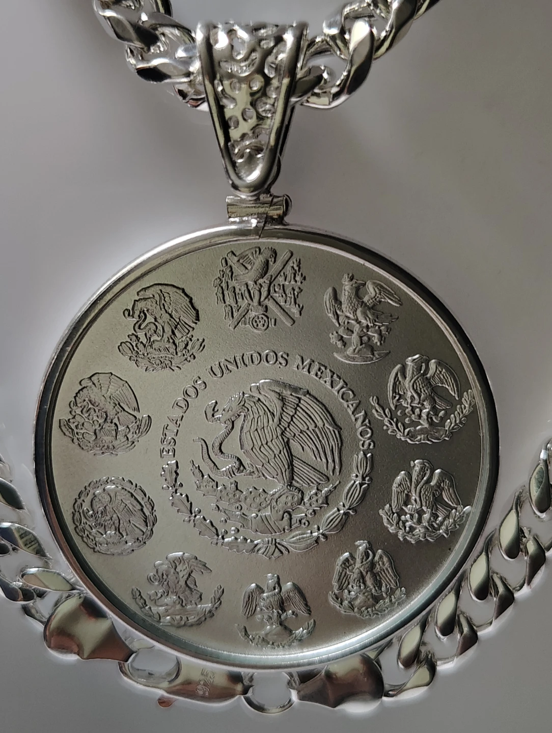 Silver Mexican Libertad Coin Pendant Necklace