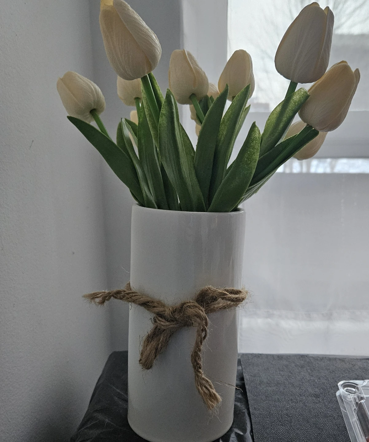 Tonic Blooms White Ceramic Vase with Faux Tulips 🏆