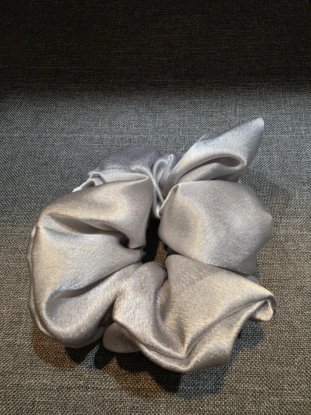 Silver Satin Scrunchie (Medium)
