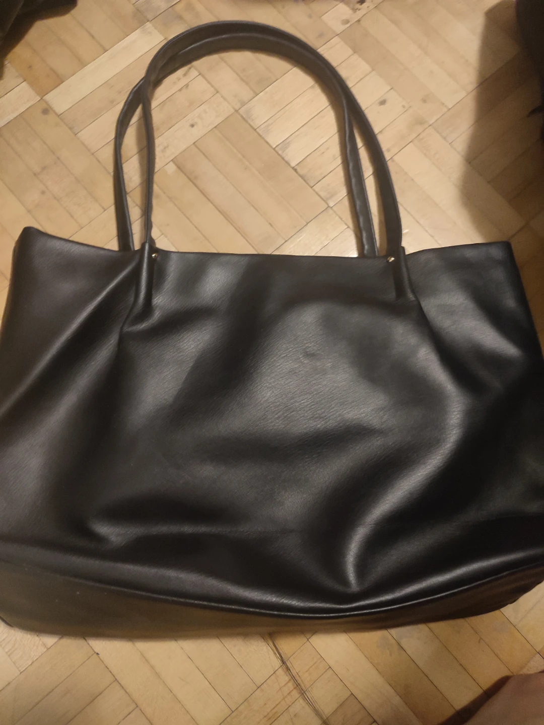 Black Faux Leather Tote Bag - photo 2