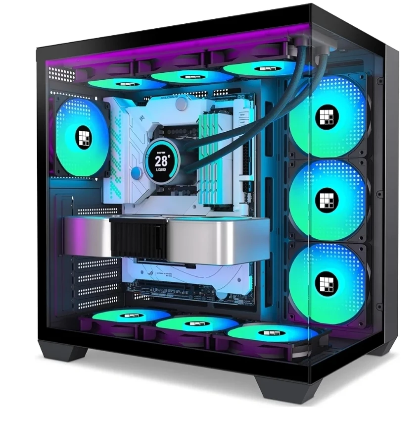 Pre-Installed 7 PWM ARGB Fan, ATX Mid-Tower Gaming PC Case