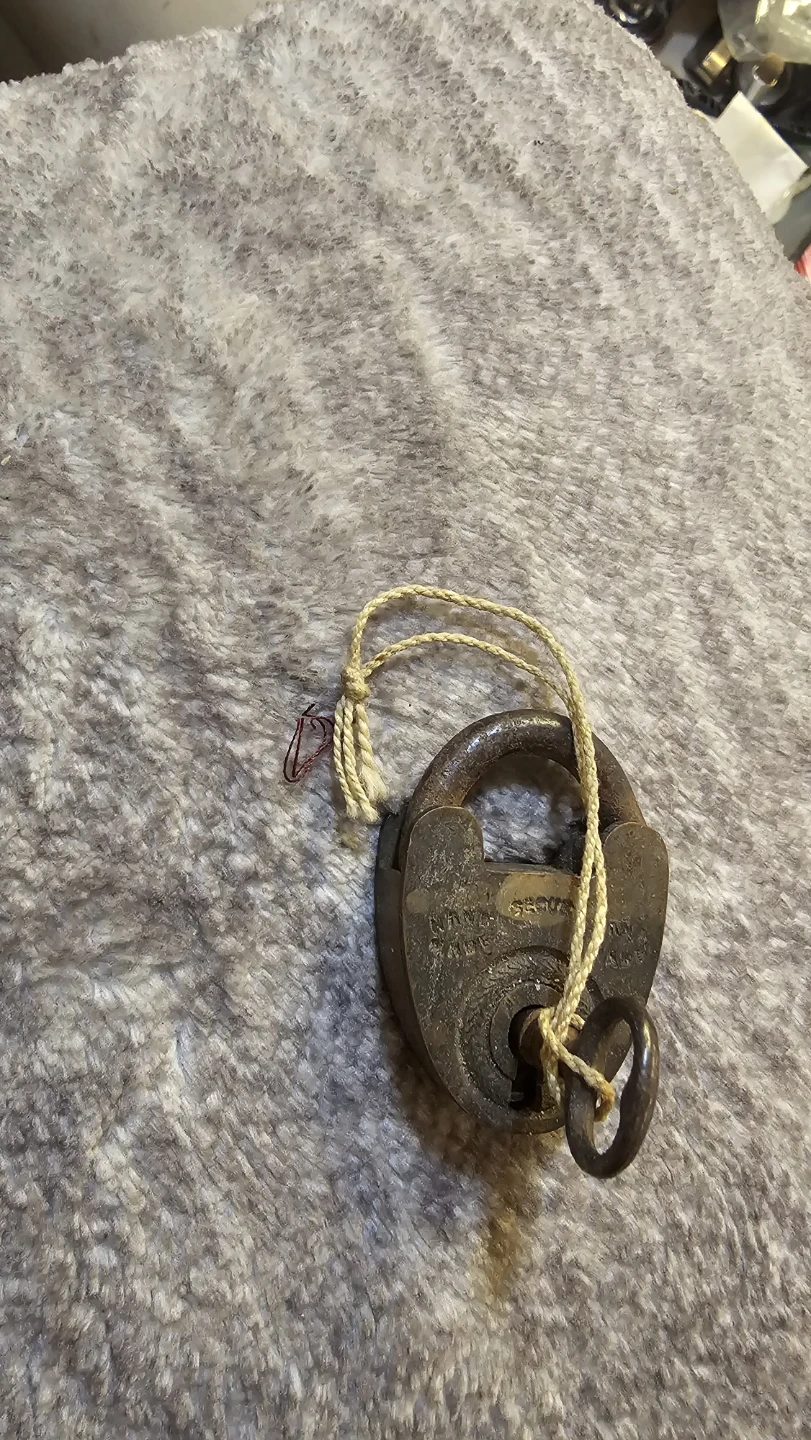 Antique Master Lock Padlock with Key - photo 3
