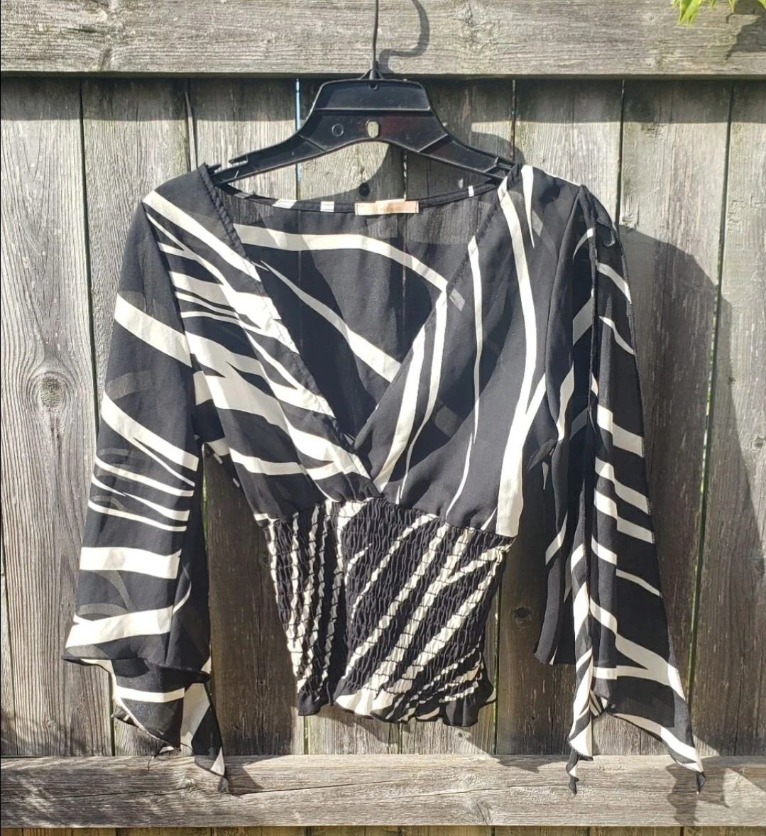 Black and White Zebra Print Sheer Blouse
