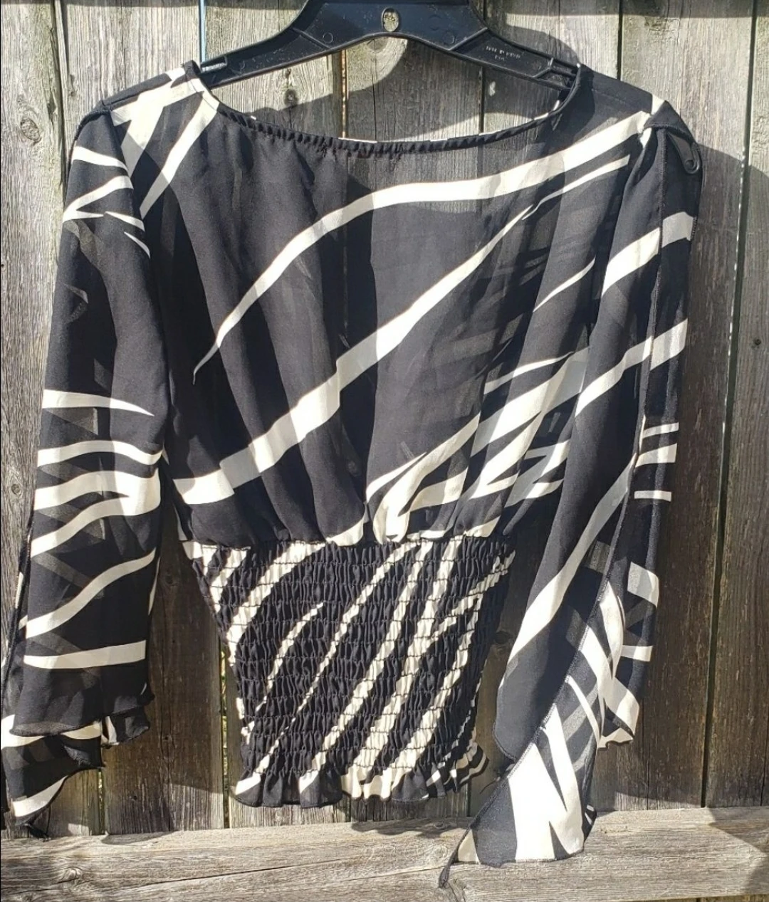 Black and White Zebra Print Sheer Blouse - photo 3