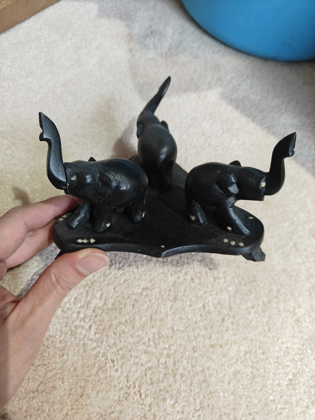 Wooden Elephant Figurine Set - photo 2