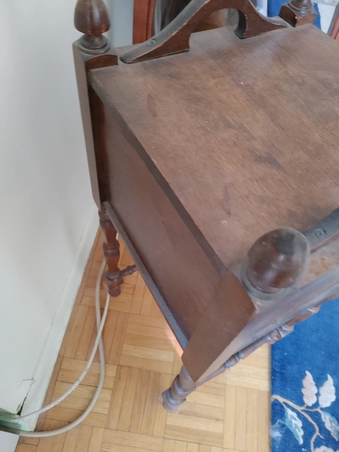 Antique Wooden Side Table with Drawer - photo 2