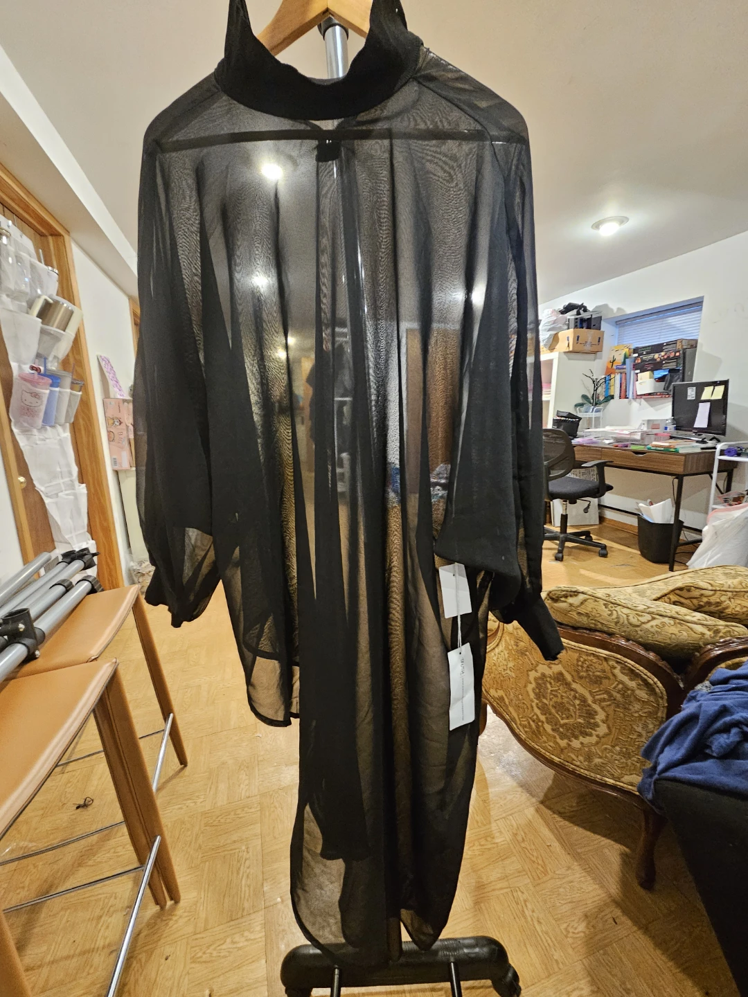 TRUTH NYC Black Sheer Zip-Up Long Sleeve Top
