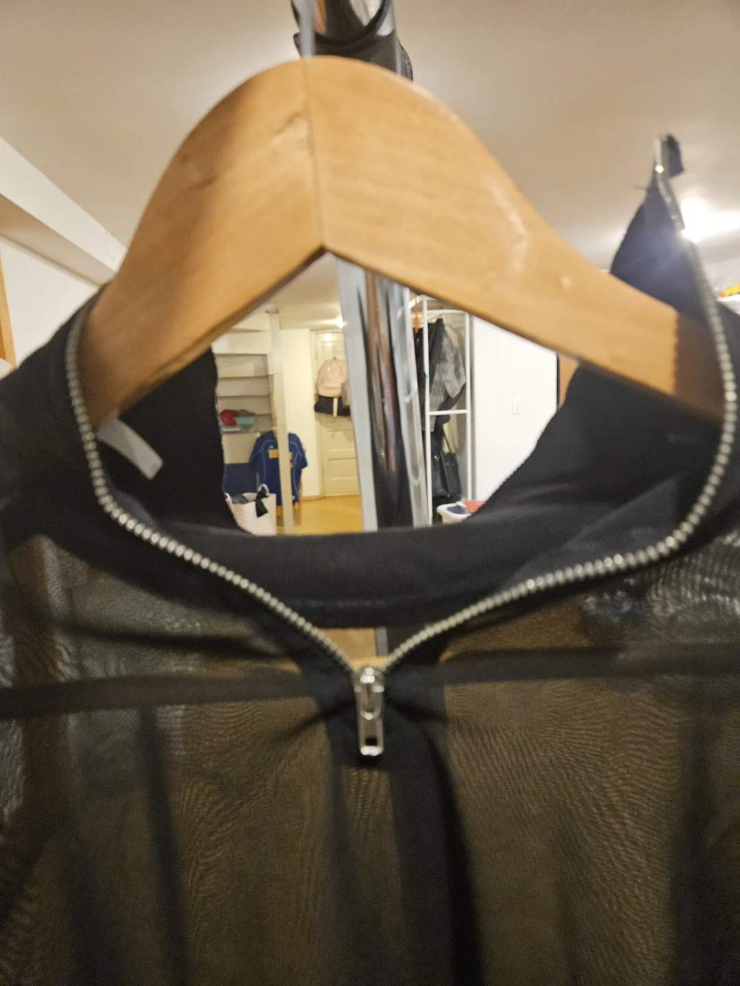 TRUTH NYC Black Sheer Zip-Up Long Sleeve Top - photo 3