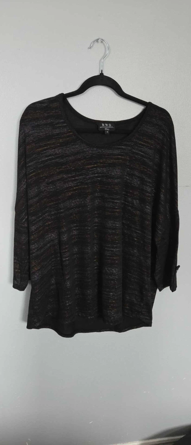 N.W.O. Plus Size 3X Black Marled Knit Top