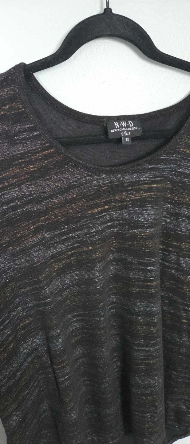 N.W.O. Plus Size 3X Black Marled Knit Top - photo 2