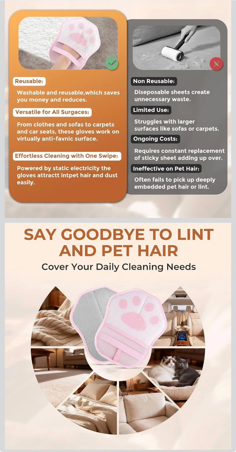 Reusable Pet Hair Remover Gloves - photo 2