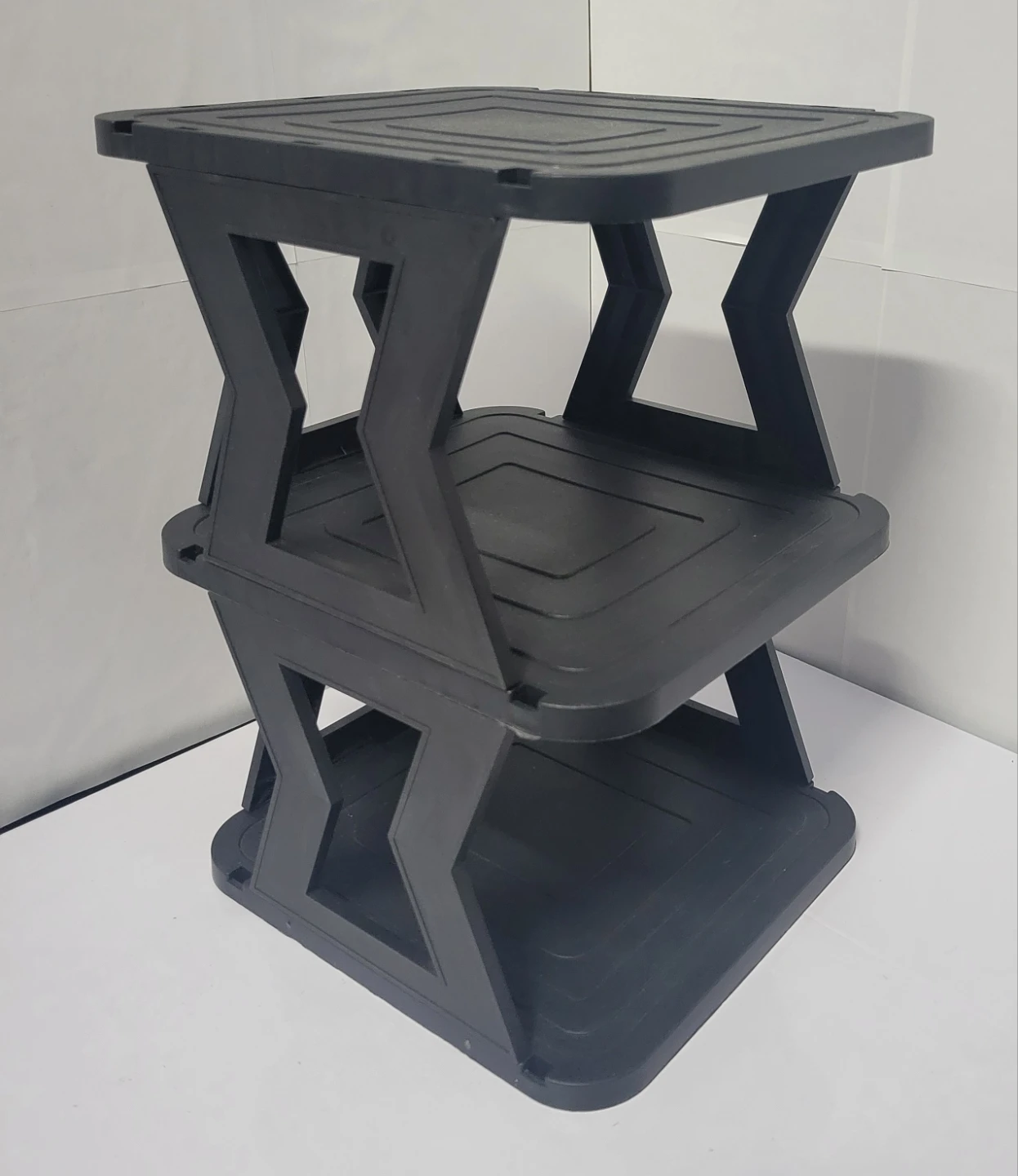 Black 2-Tier Plastic Storage Shelf Unit - photo 3