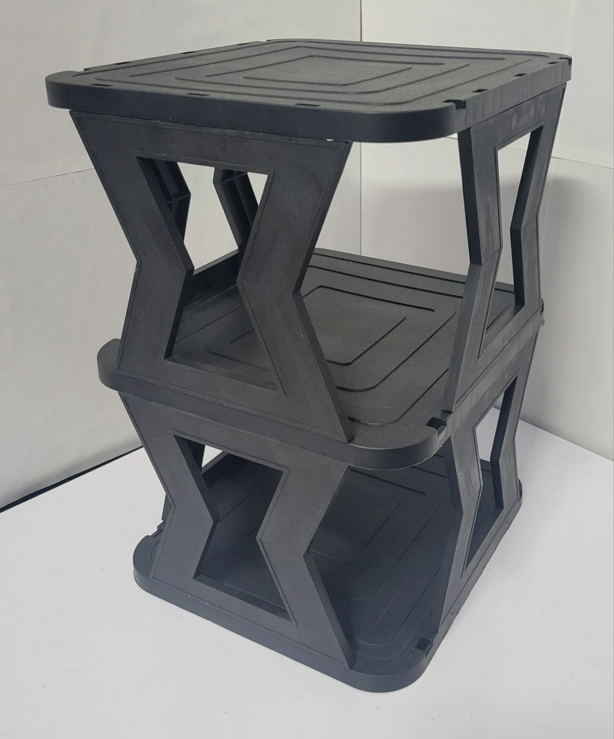Black 2-Tier Plastic Storage Shelf Unit - photo 4