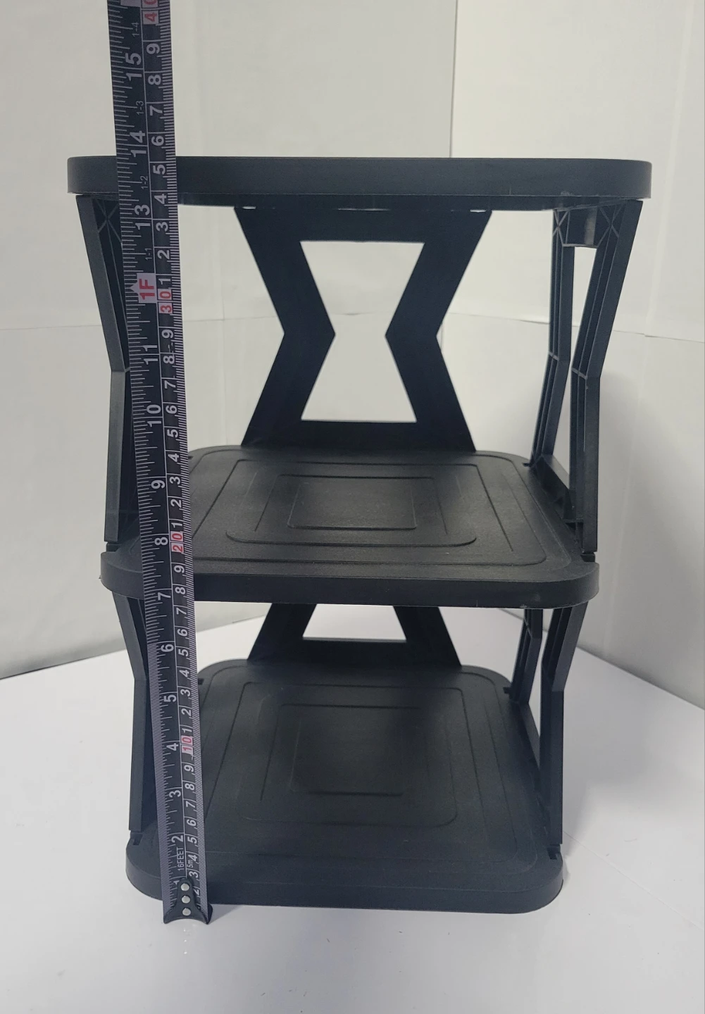 Black 2-Tier Plastic Storage Shelf Unit - photo 5
