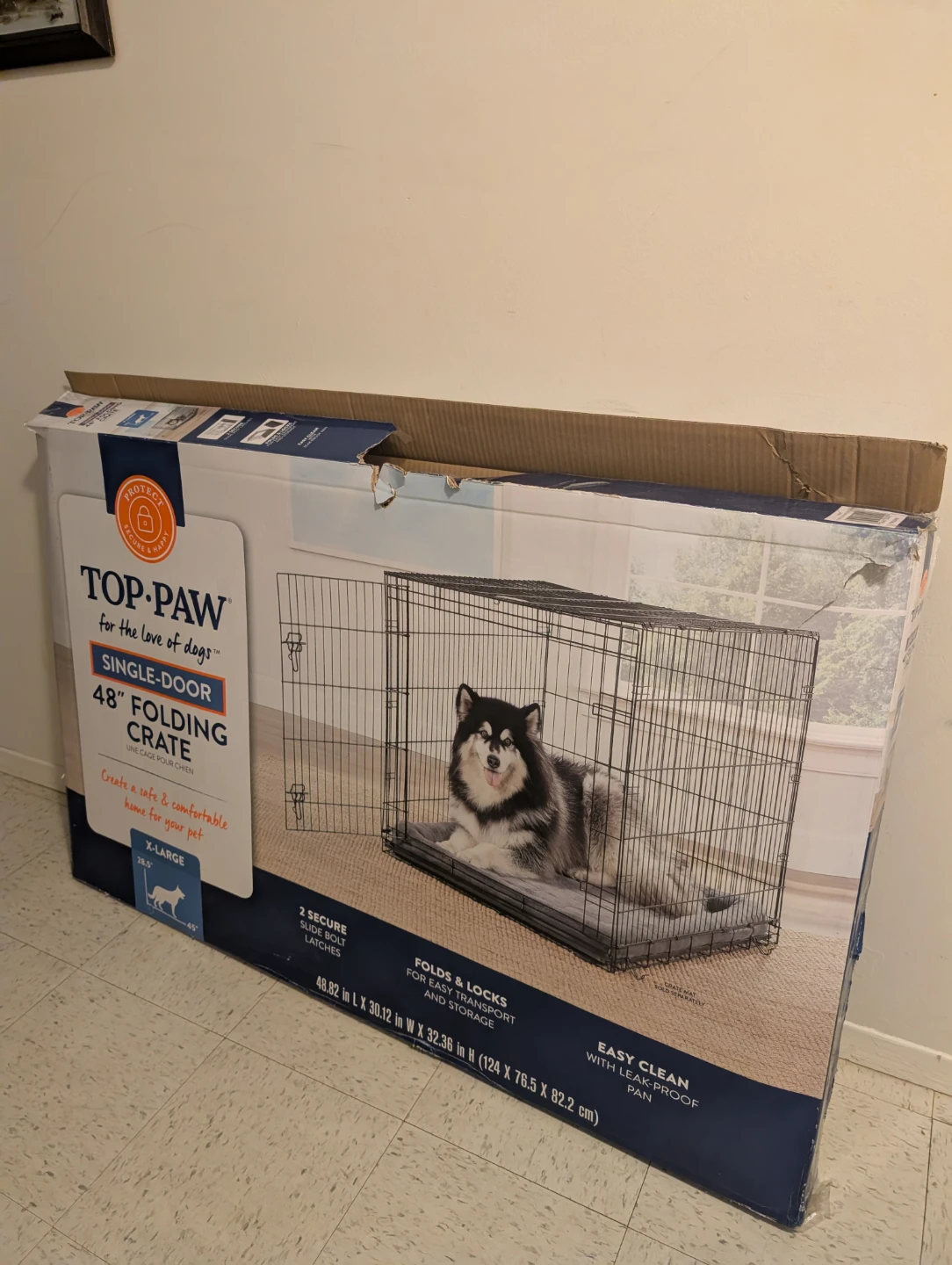 Top-Paw 48" Single-Door Folding Dog Crate