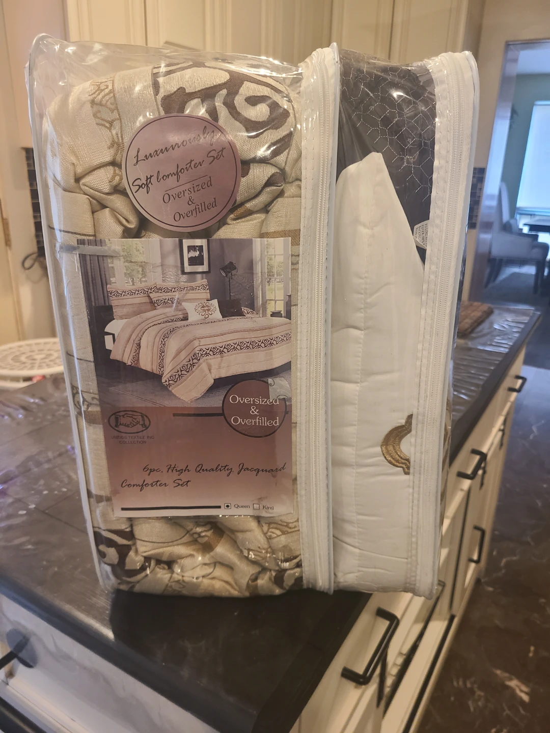 6pc Queen Size High Quality Jacquard Comforter Set - Beige - photo 5