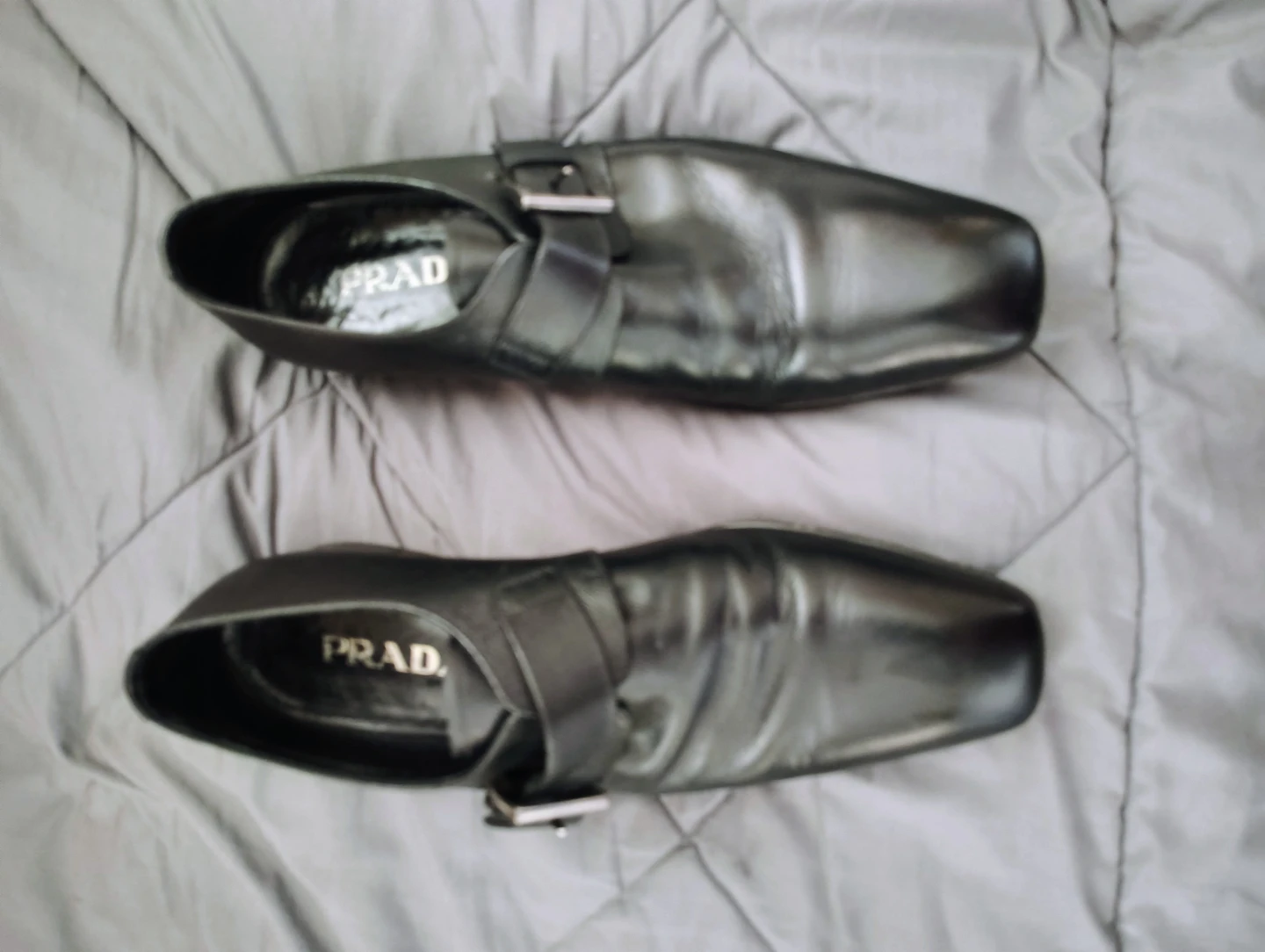 PRADA Black Leather Monk Strap Dress Shoes