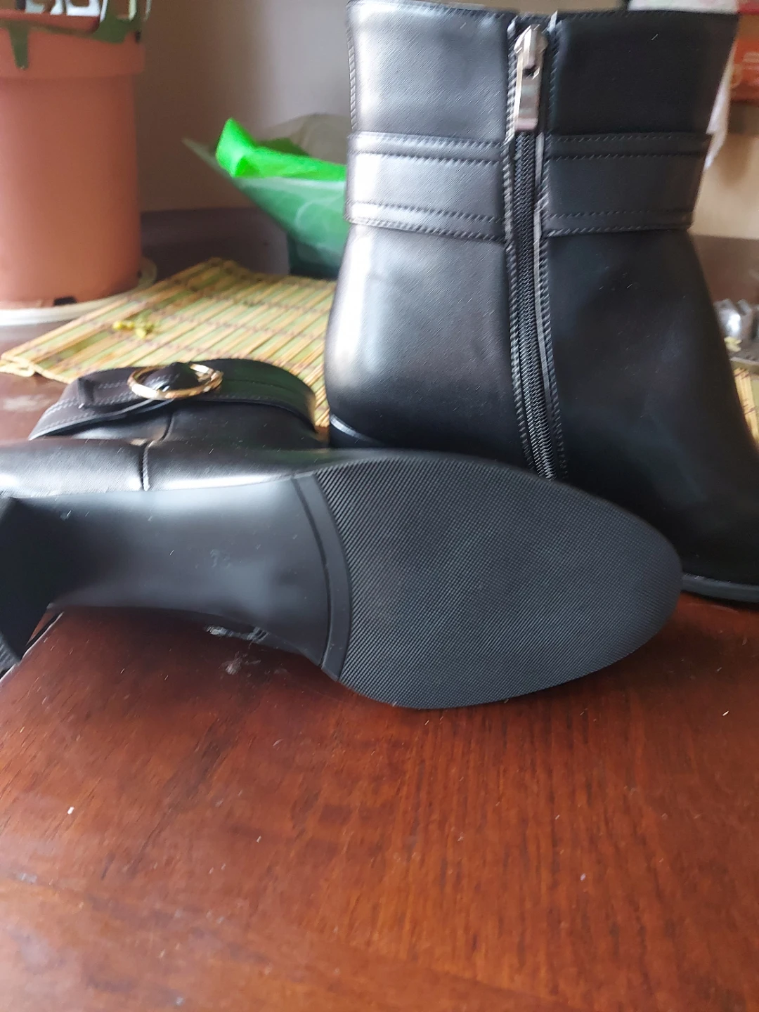 Black Ankle Boots with Buckle Accent - photo 2