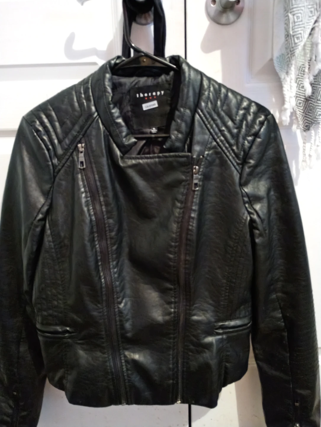 Therapy Black Faux Leather Moto Jacket