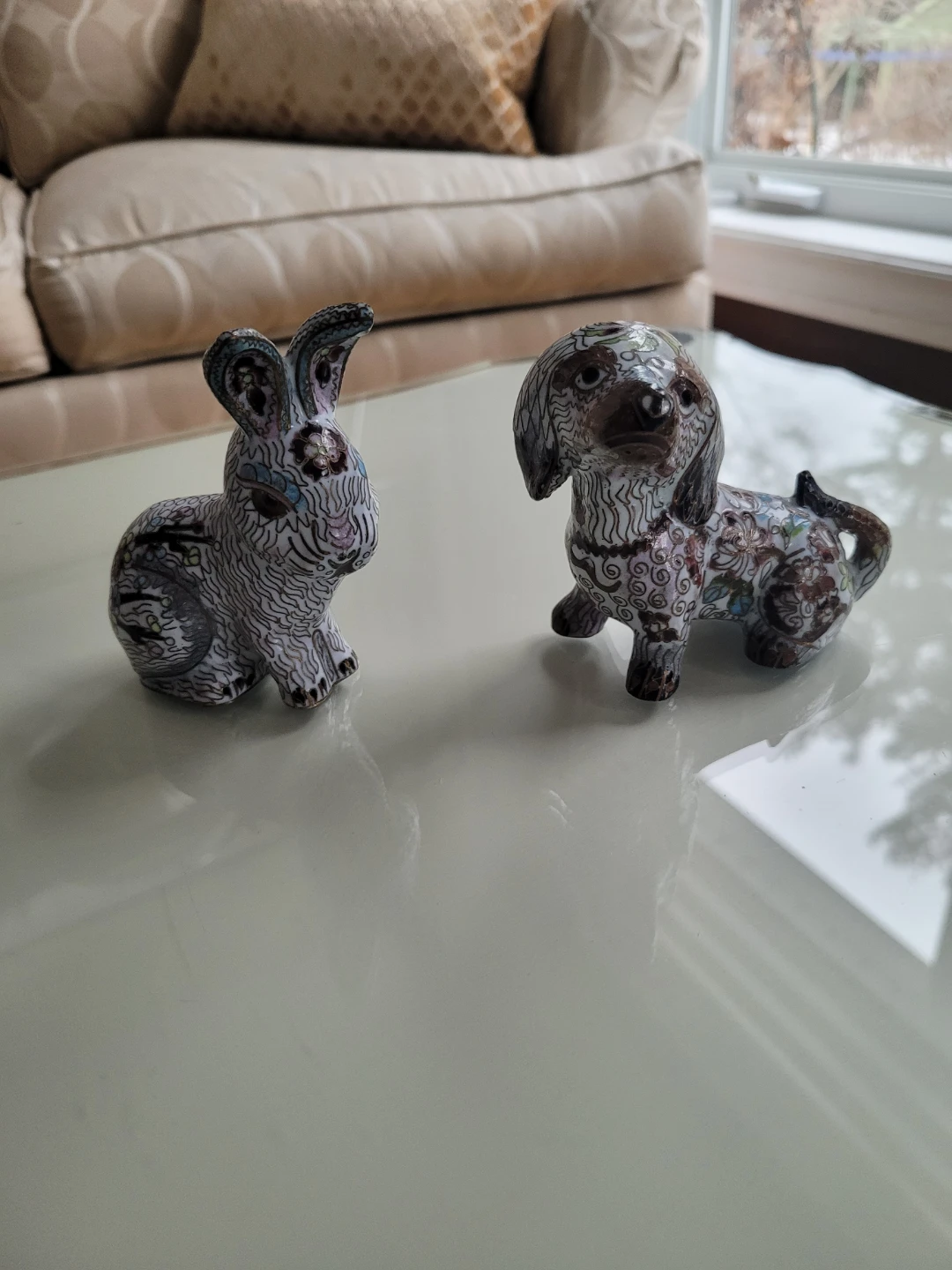 1/2 Off -Vtg. Cloisonné Rabbit and Dog Figurines