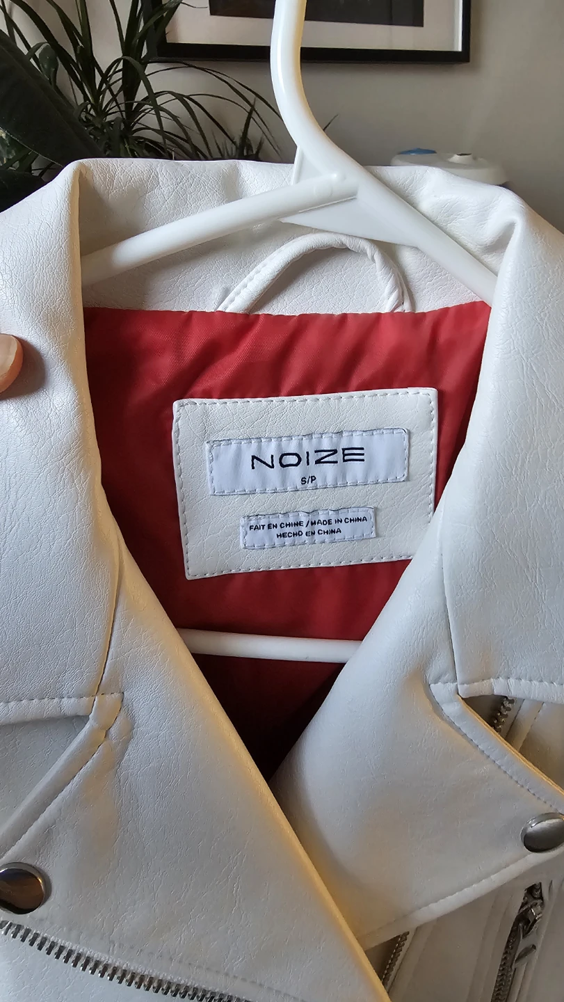 NOIZE White Faux Leather Moto Jacket - photo 3