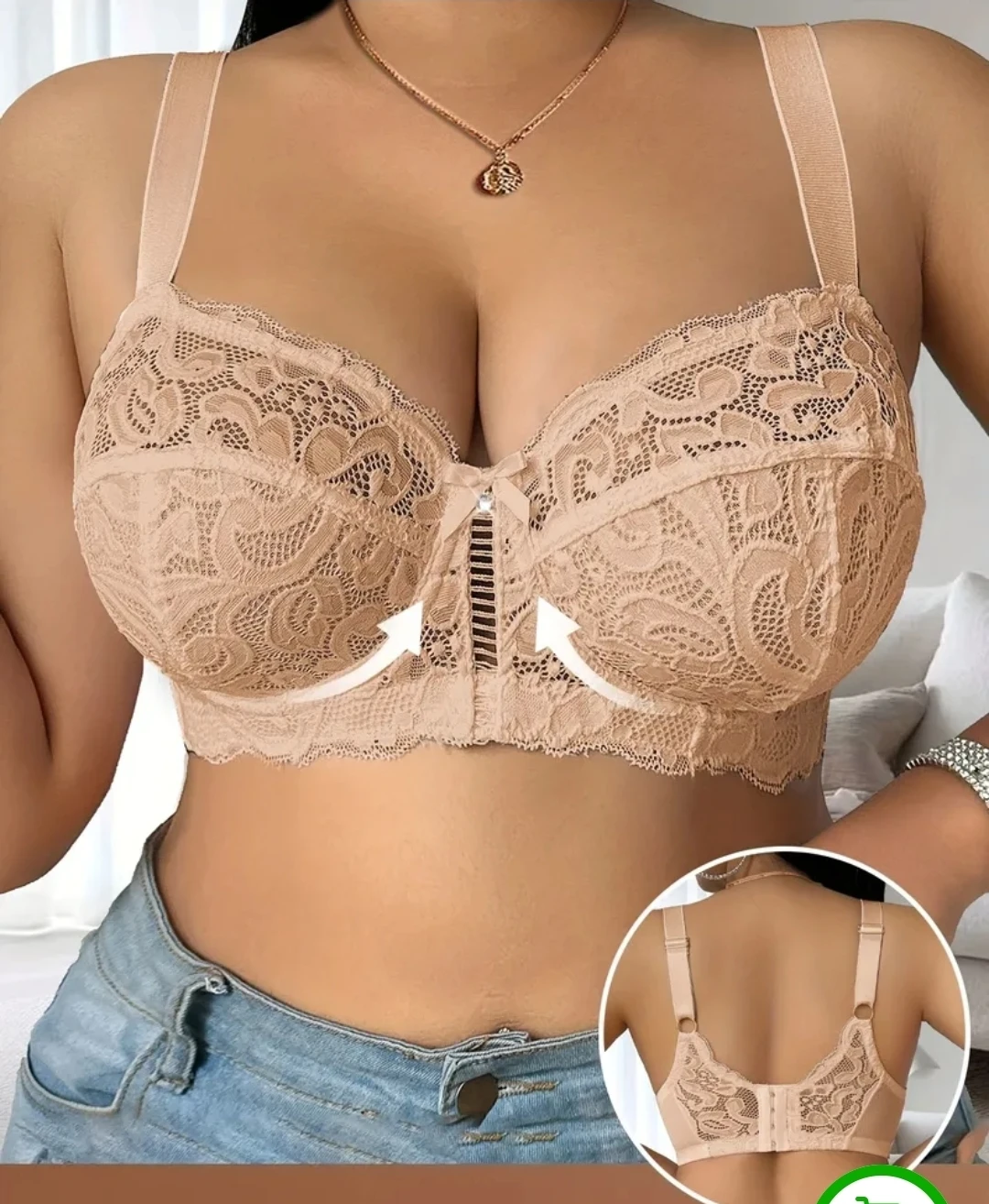 105C Apricot & WhiteLace Push-Up Bras - photo 2