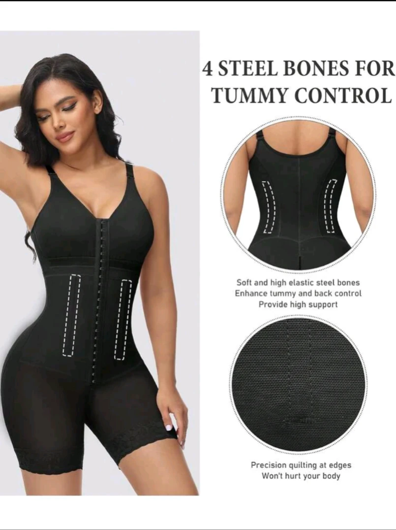 Women's Tummy Control Bodysuit with Zipper and Lace Trim