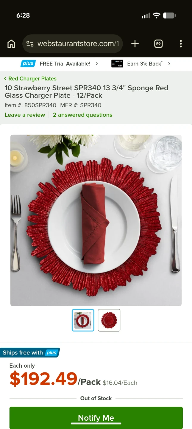 Strawberry Street Red Glass Charger Plates x4 🧡 - photo 4
