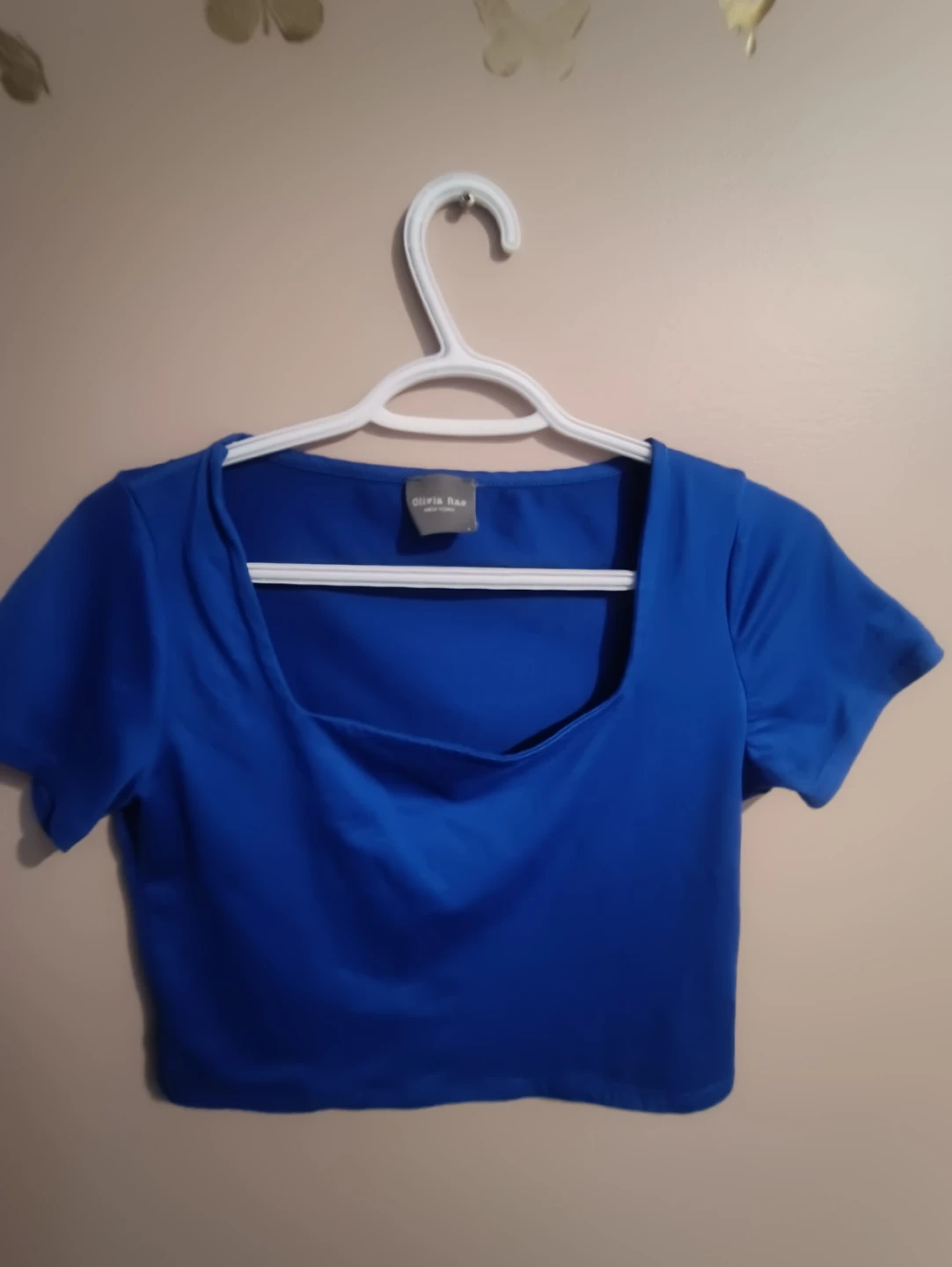 Olivia Rae Blue Square Neck Crop Top