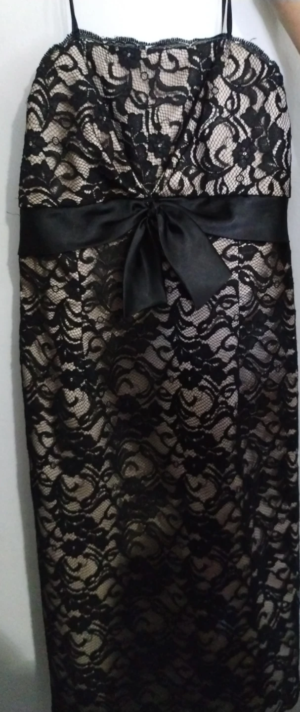 Black Lace Sheath Dress with Satin Bow 🏆