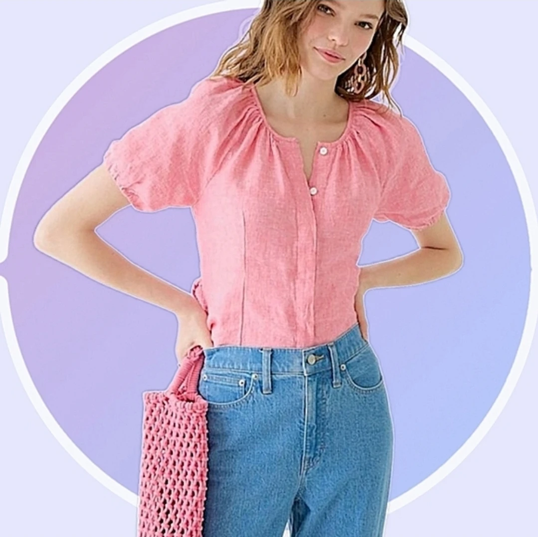 NWT Sz 12 J Crew Reversible V Back Linen Scoop Neck Top 🏆 - photo 2