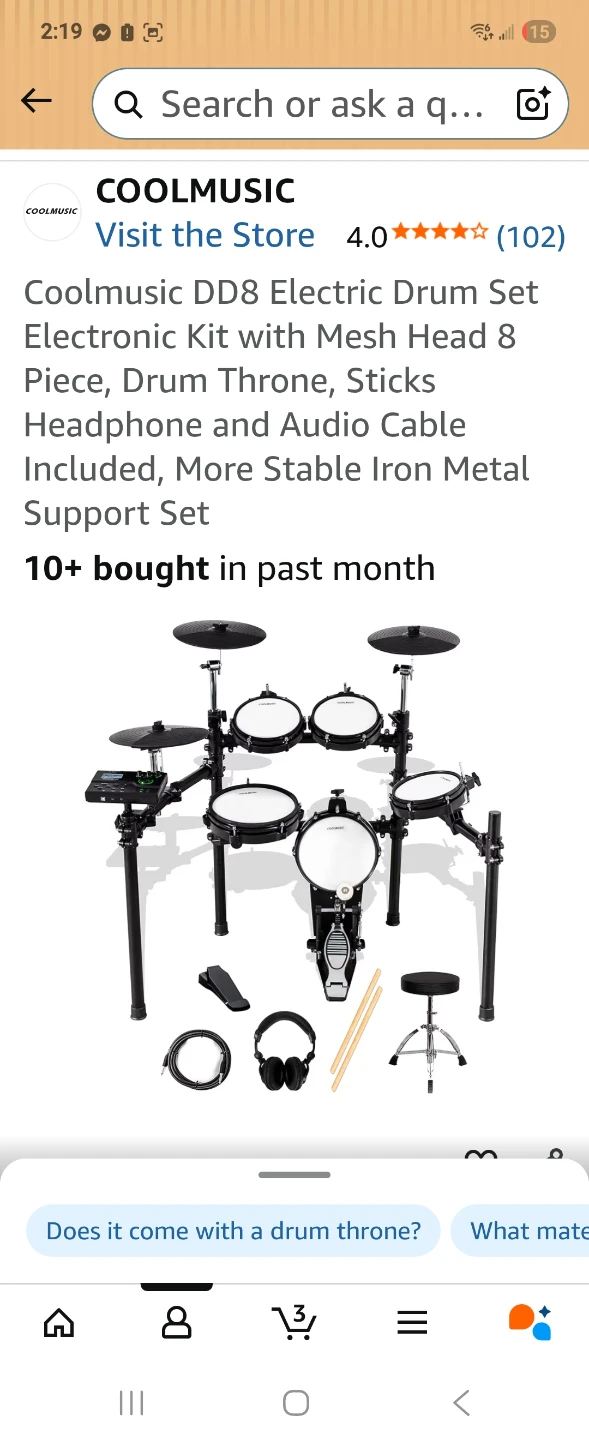 Coolmusic DD8 Electric Drum Set with Mesh Head - photo 3