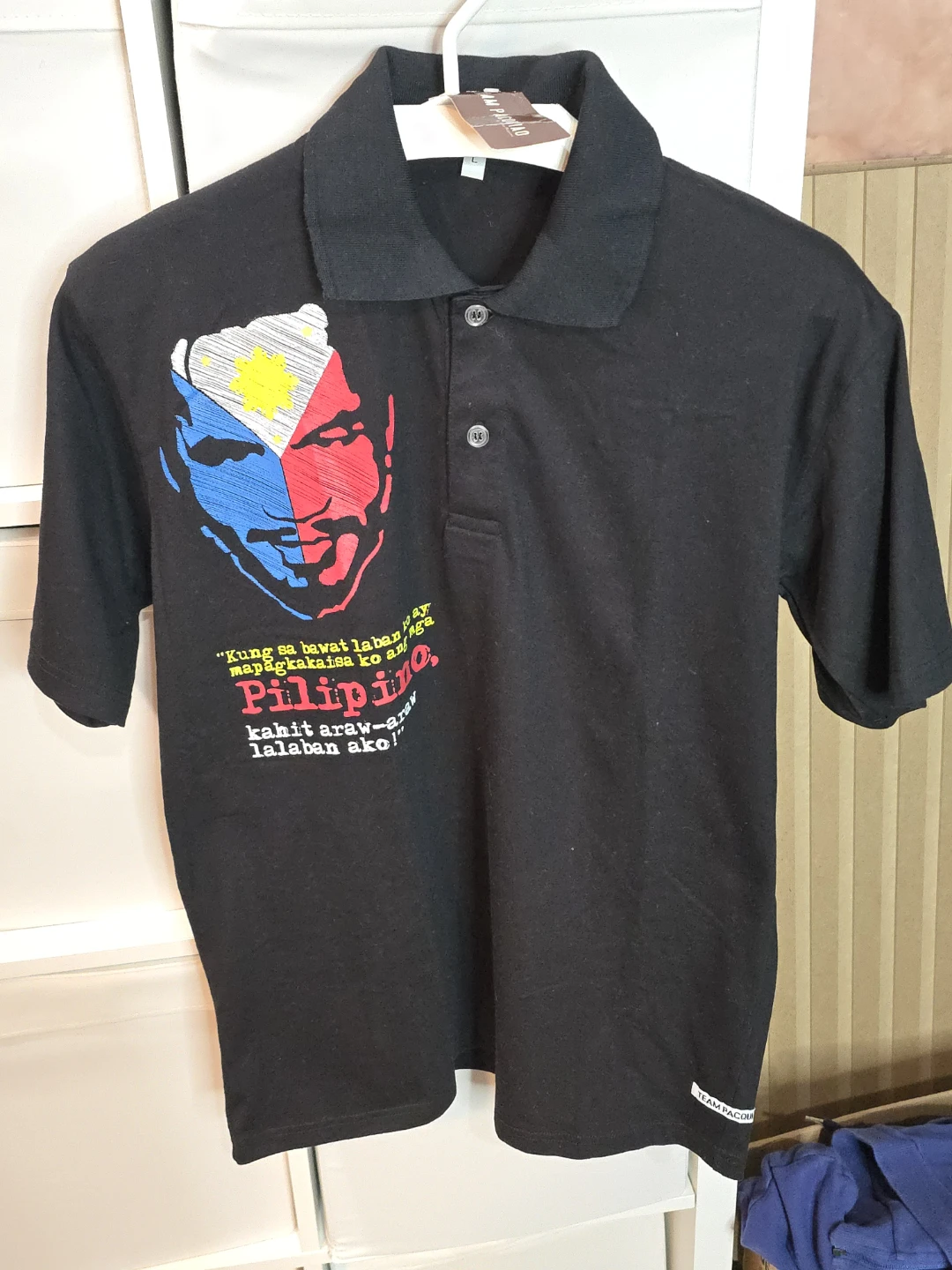 Vintage Y2K Team Pacquiao Black Polo Shirt mens Large